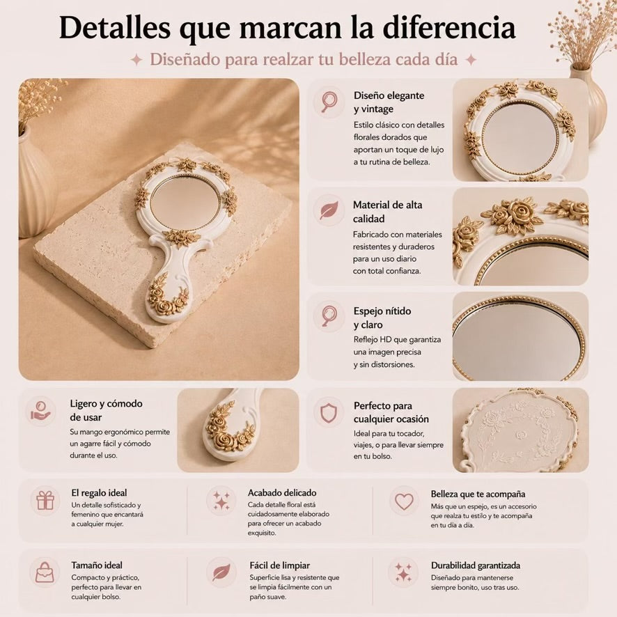 Espejo de Maquillaje Vintage
