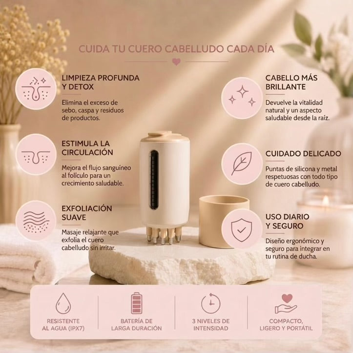 Masajeador Capilar Eléctrico con Aplicador de Sérum