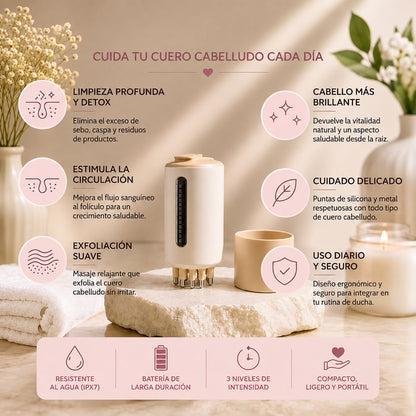 Beneficios del masajeador capilar eléctrico Costelya: limpieza profunda, estimulación capilar, exfoliación suave y uso diario seguro
