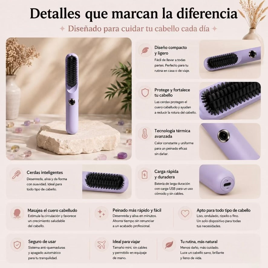 Peine Moldeador Inalámbrico 2 en 1