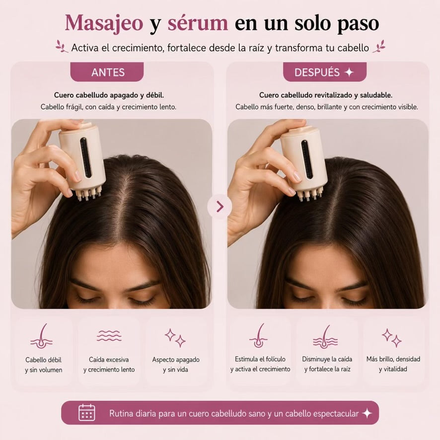Masajeador Capilar Eléctrico con Aplicador de Sérum