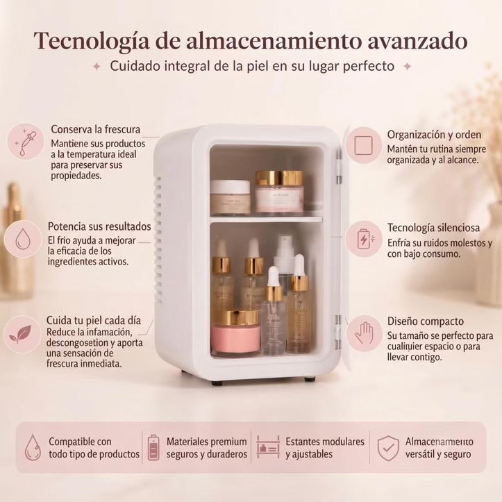 Mini Nevera 8L para Cosméticos con Espejo LED